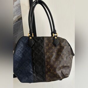 Louis Vuitton marine block color Blue, Black, and Brown Monogram Shoulder Bag